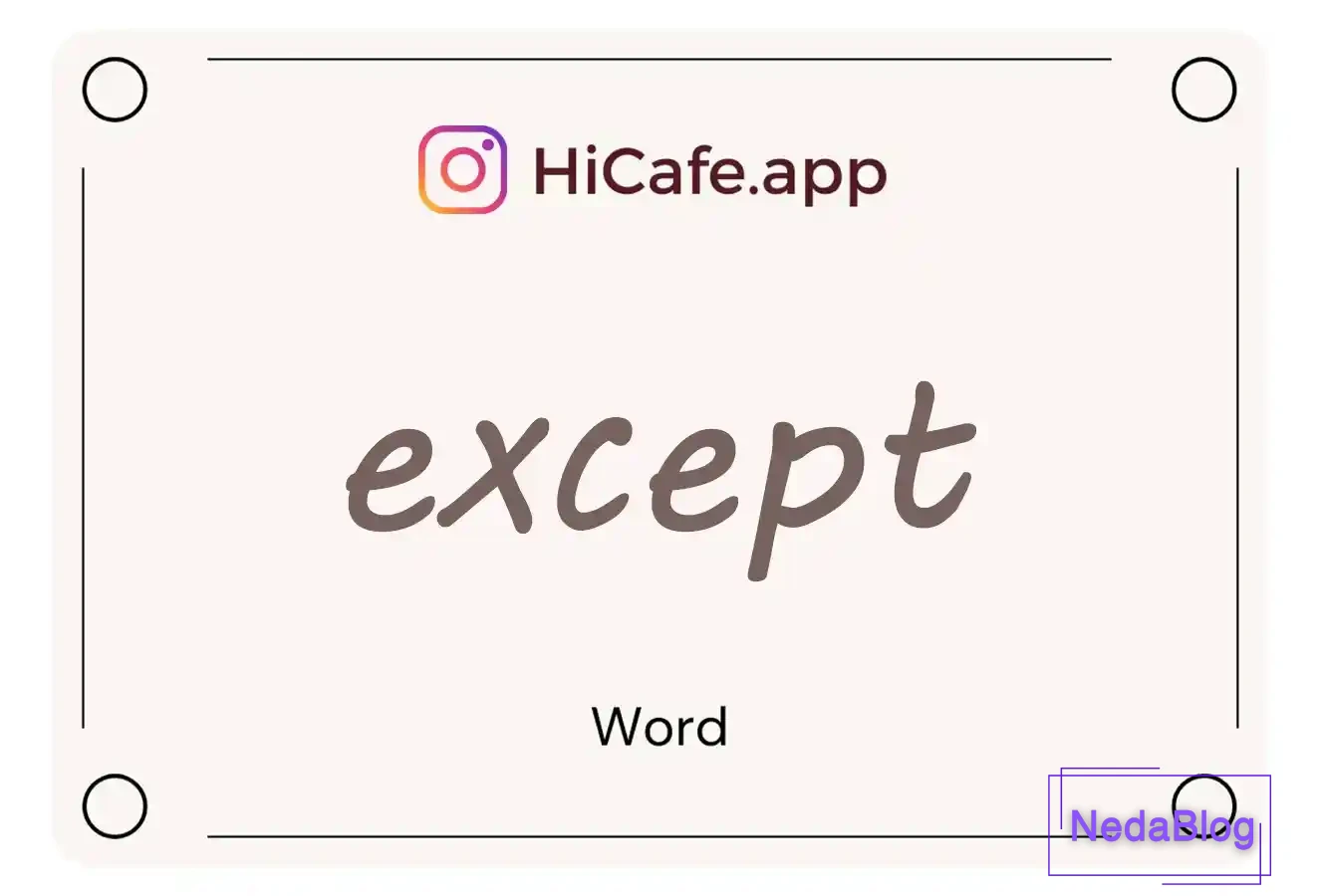 Meaning and usage of except word