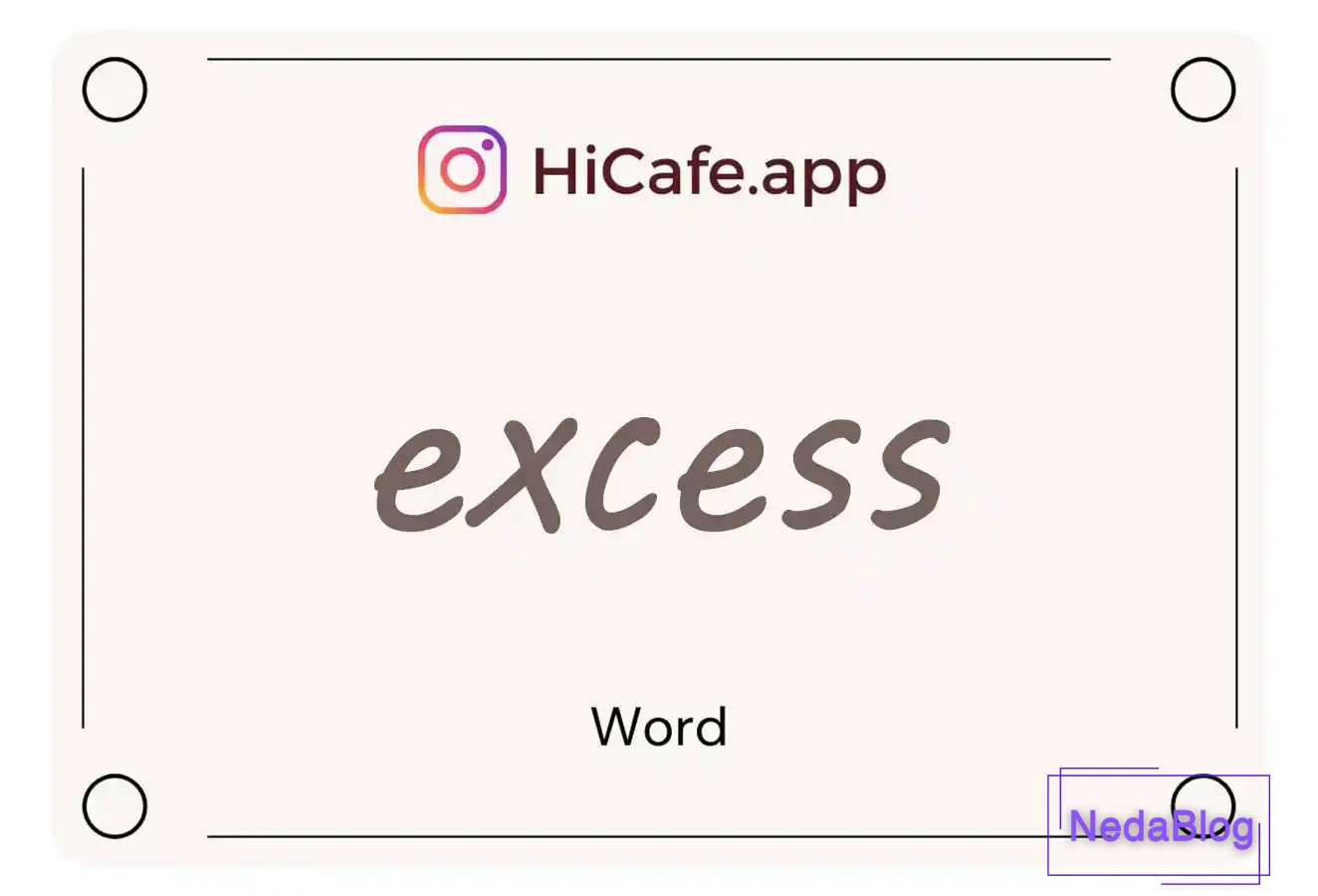 Meaning and usage of excess word