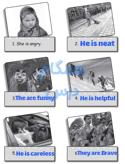 جواب صفحه 11 درس 1 کتاب کار زبان نهم