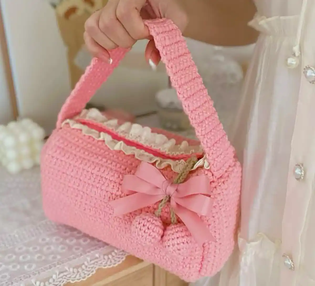 کیف دستی بافتنی شیک