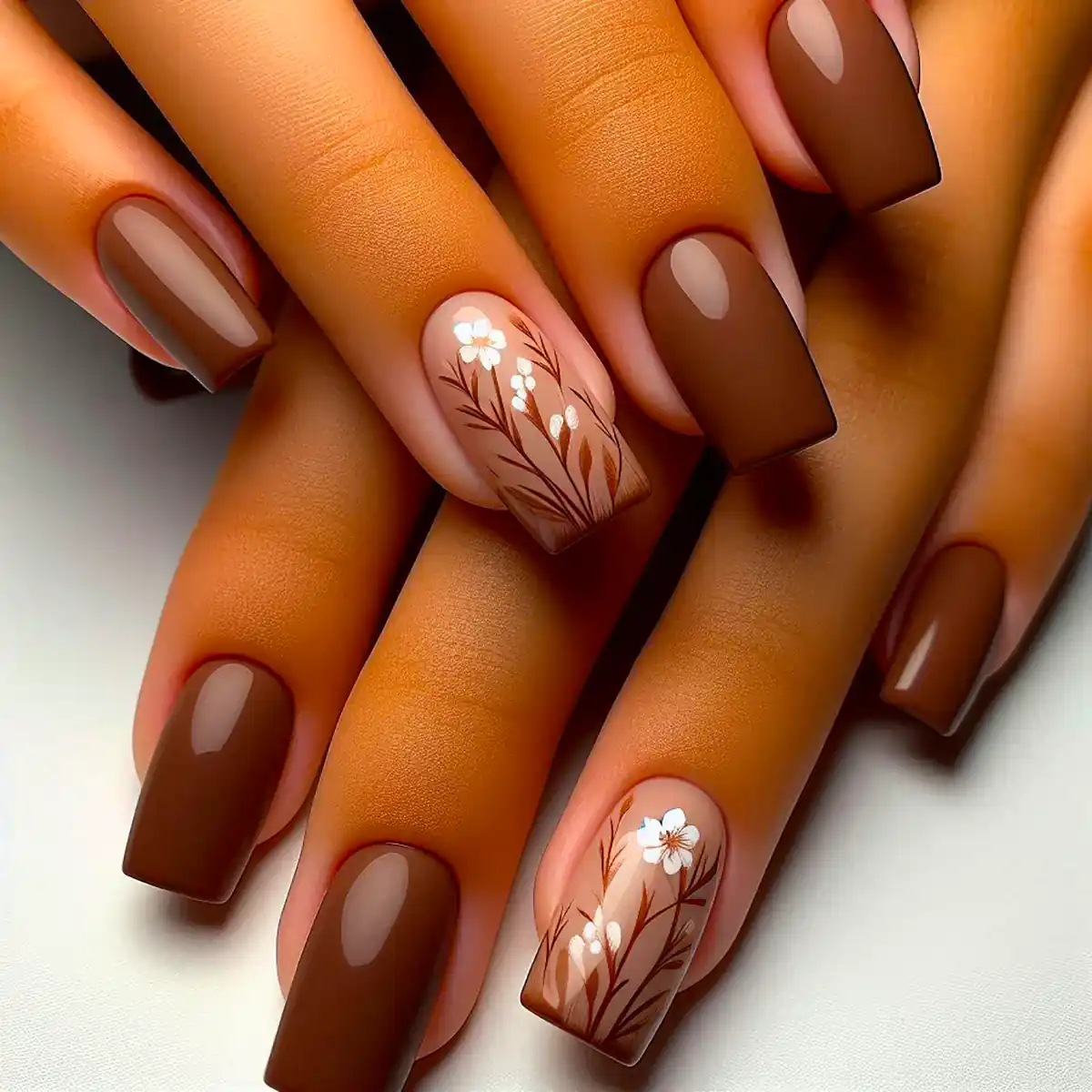 مدل ناخن قهوه ای ترند