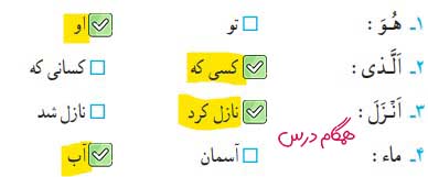 جواب صفحه 96 درس 15 قرآن چهارم ابتدایی