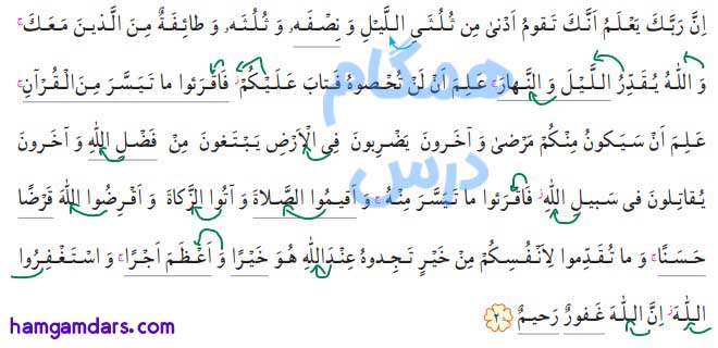 جواب تمرین صفحه 3 قران ششم