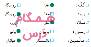 جواب کار در کلاس صفحه ۶ درس اول قرآن چهارم