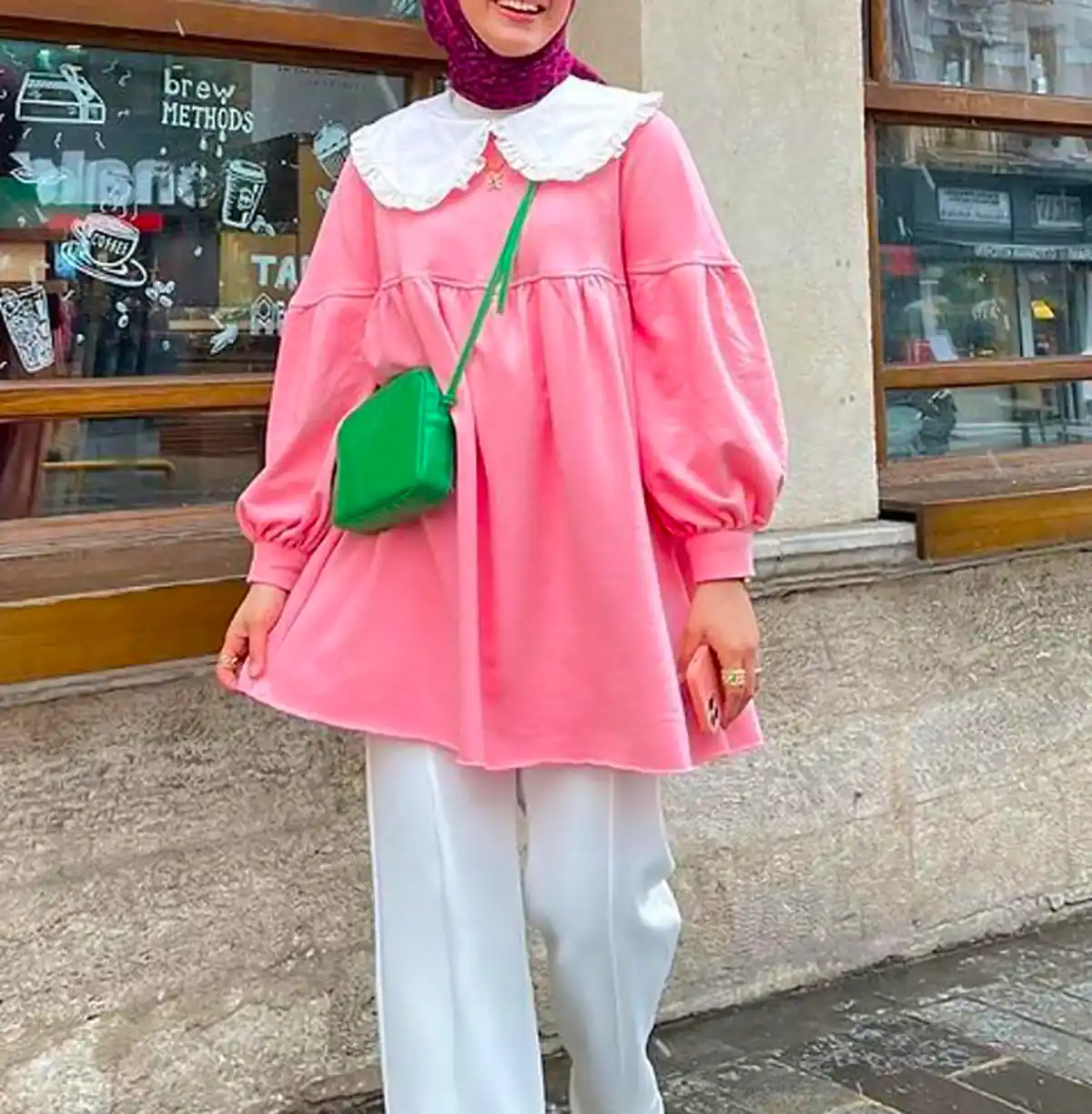 شومیز مانتویی صورتی شیک