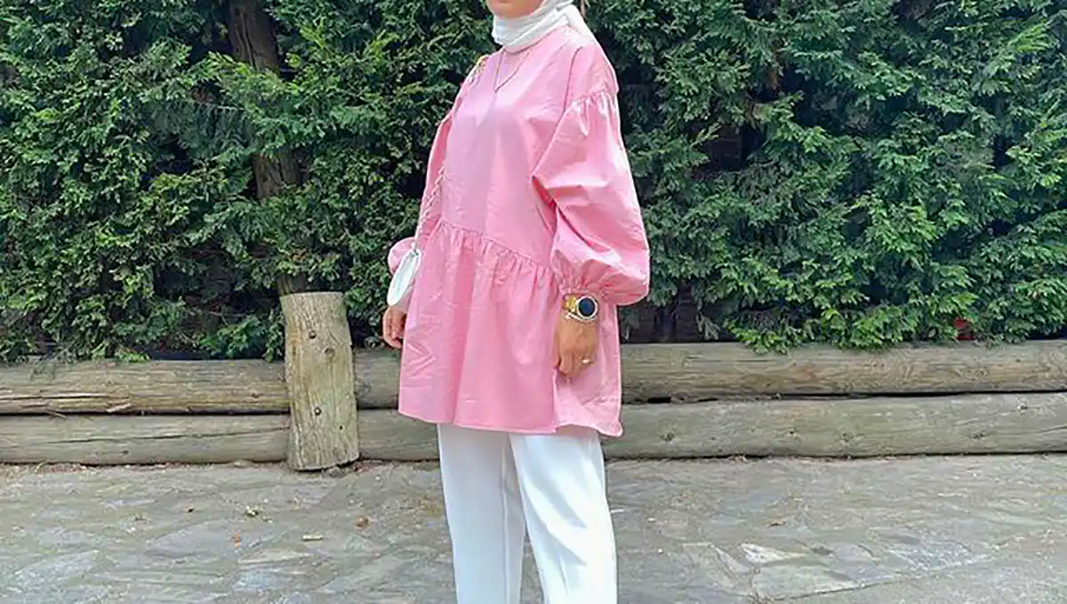 شومیز مانتویی صورتی شیک