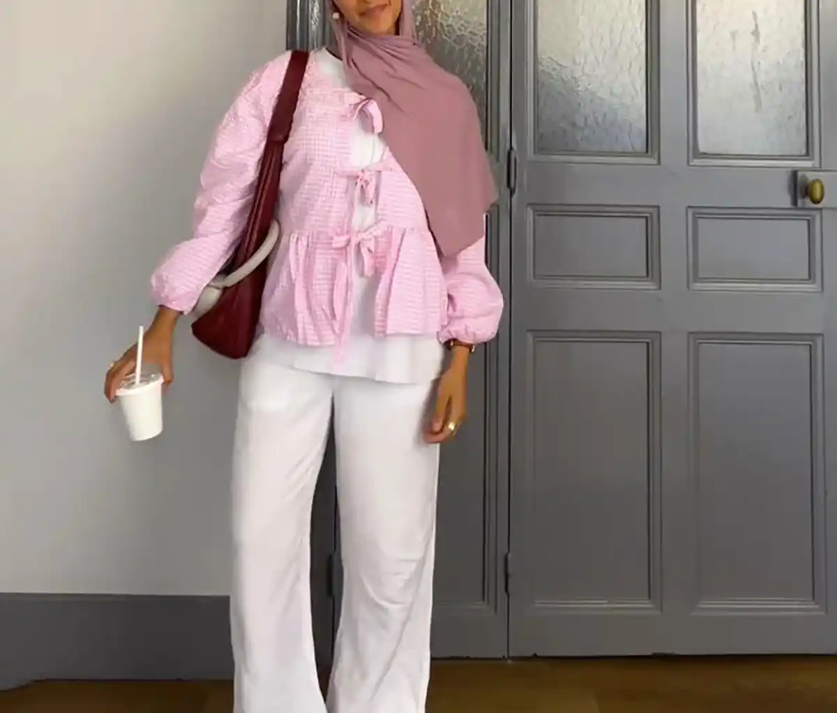 شومیز مانتویی صورتی شیک