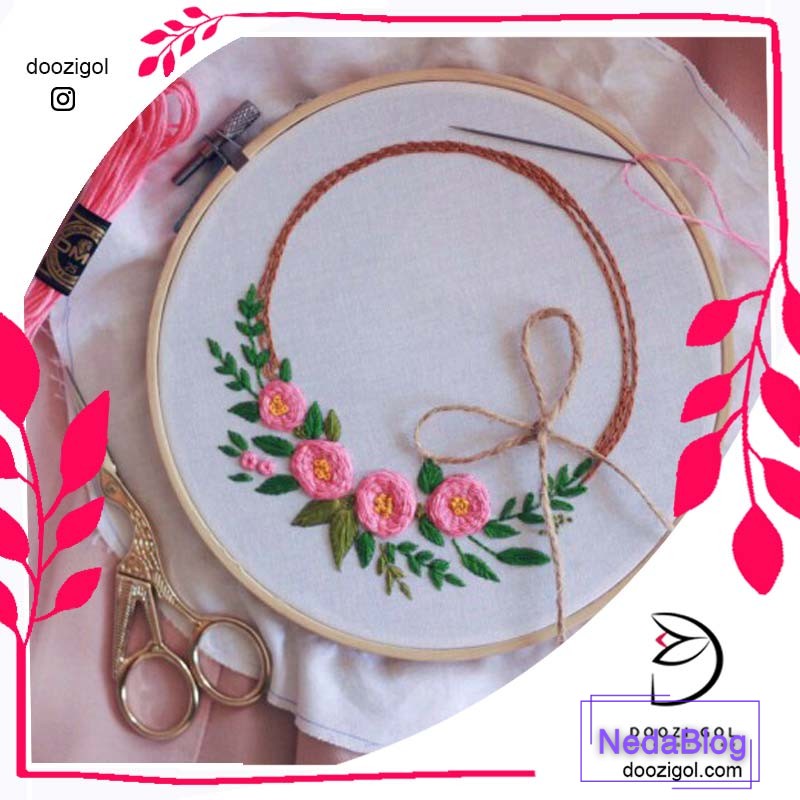 آموزش گلدوزی با دست روی کارگاه