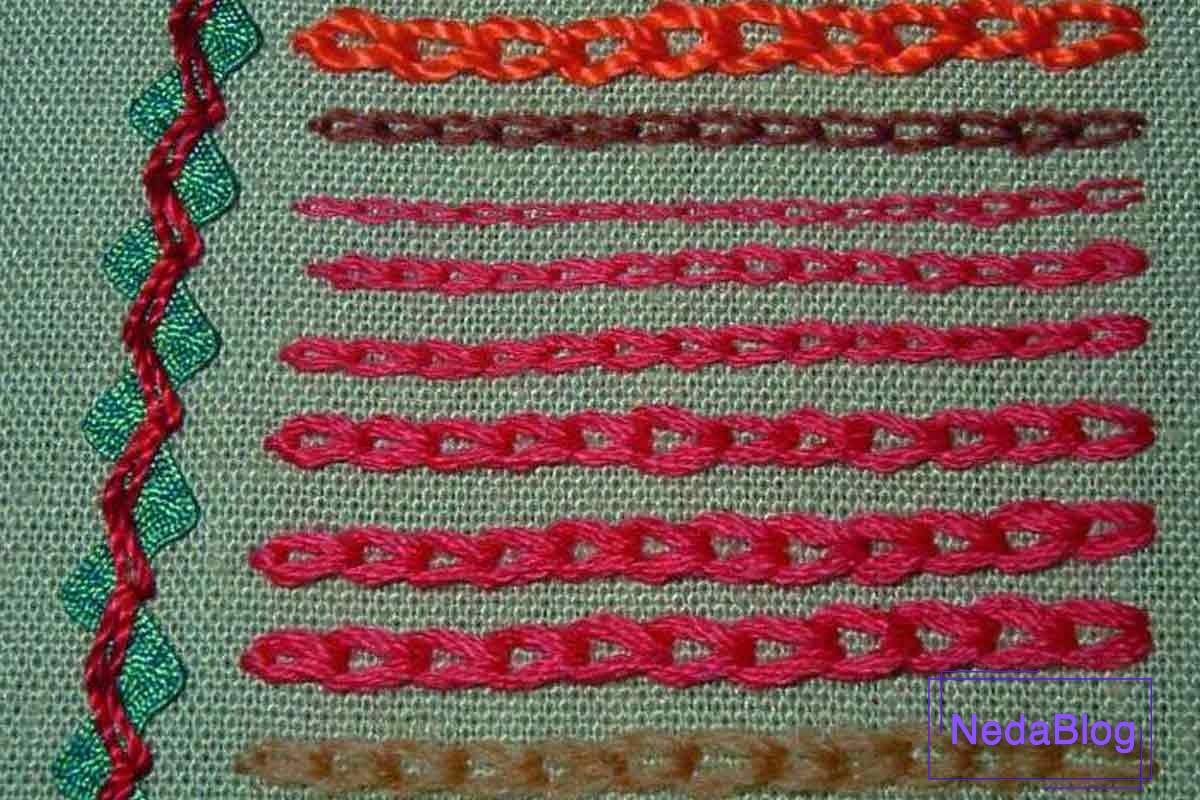 آموزش دوخت زنجیره در گلدوزی