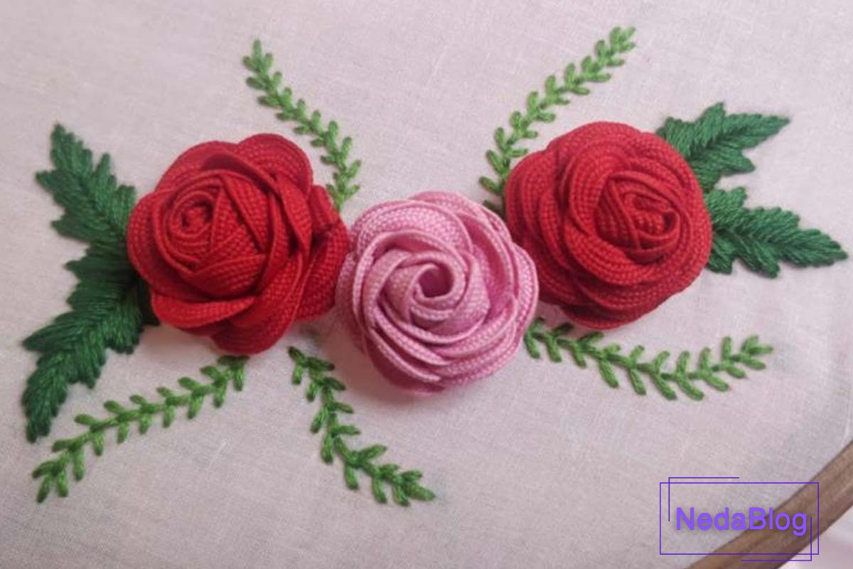 آموزش گل رز در گلدوزی