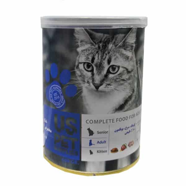 کنسرو گربه یو اس پت گوساله مرغ و بوقلمون