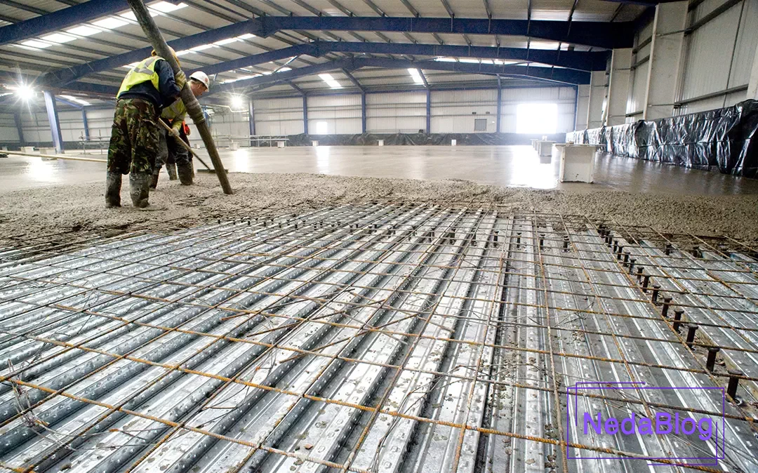 بتن ریزی روی عرشه فولادی