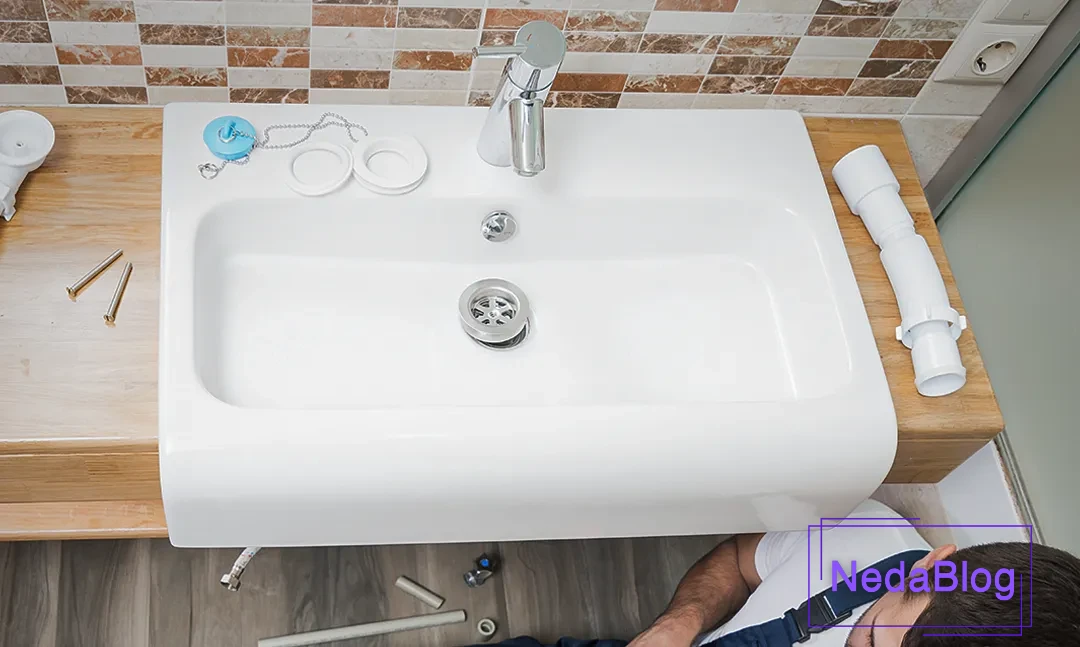 ترازکردن روشویی کابینتی دیواری