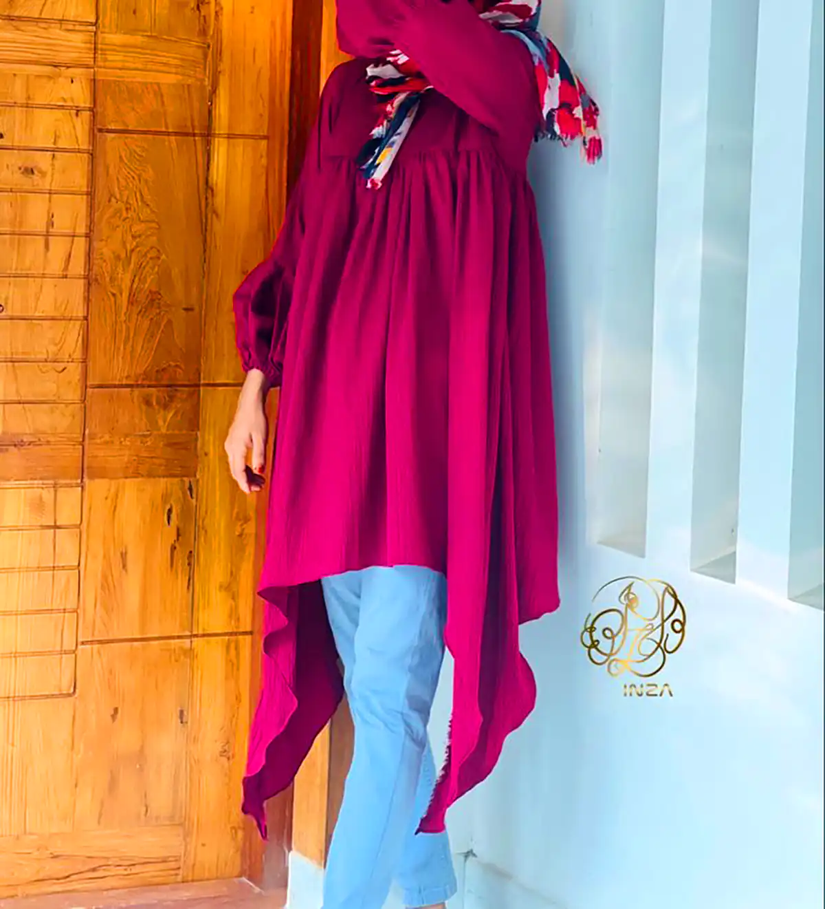 مانتو کرپ سرخابی