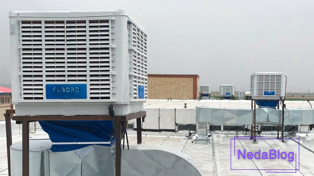 کولر آبی سلولزی روی پشت بام
