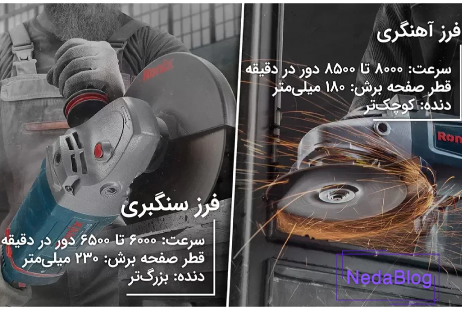 اینفوگرافی تفاوت فرز سنگبری و آهنگری