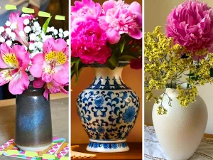 گلدون گل صورتی تزیینی