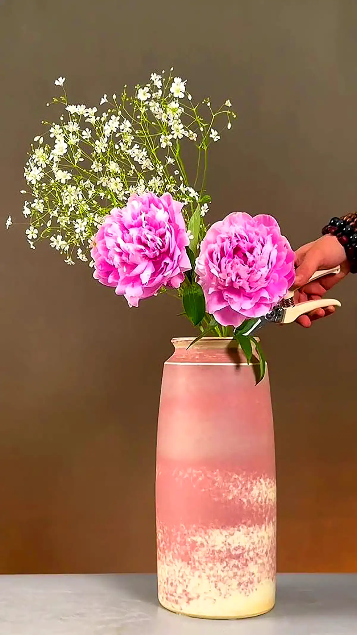 گلدون گل صورتی تزیینی