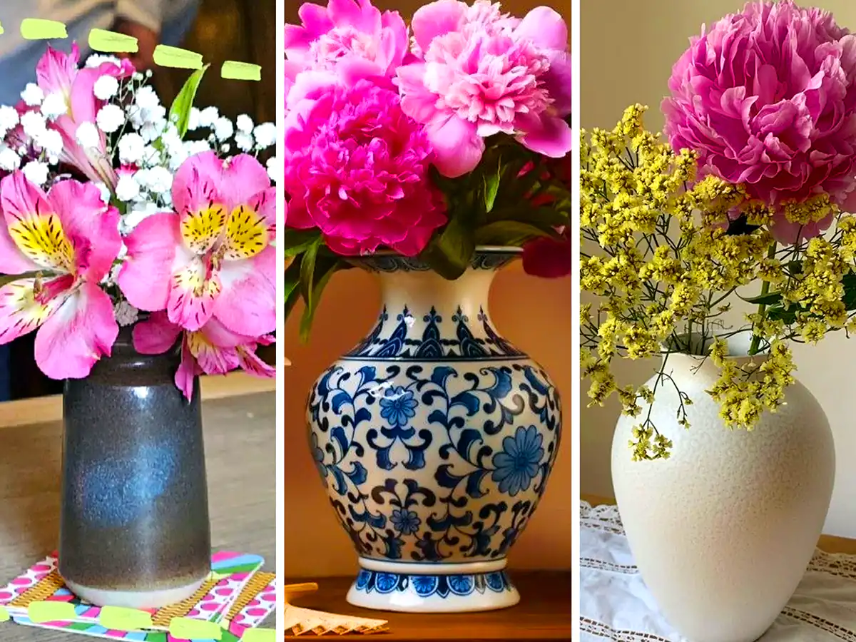 گلدون گل صورتی تزیینی