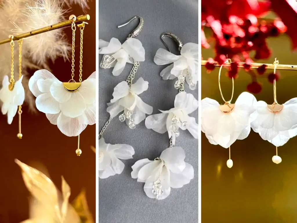 گوشواره پارچه ای سفید صدفی