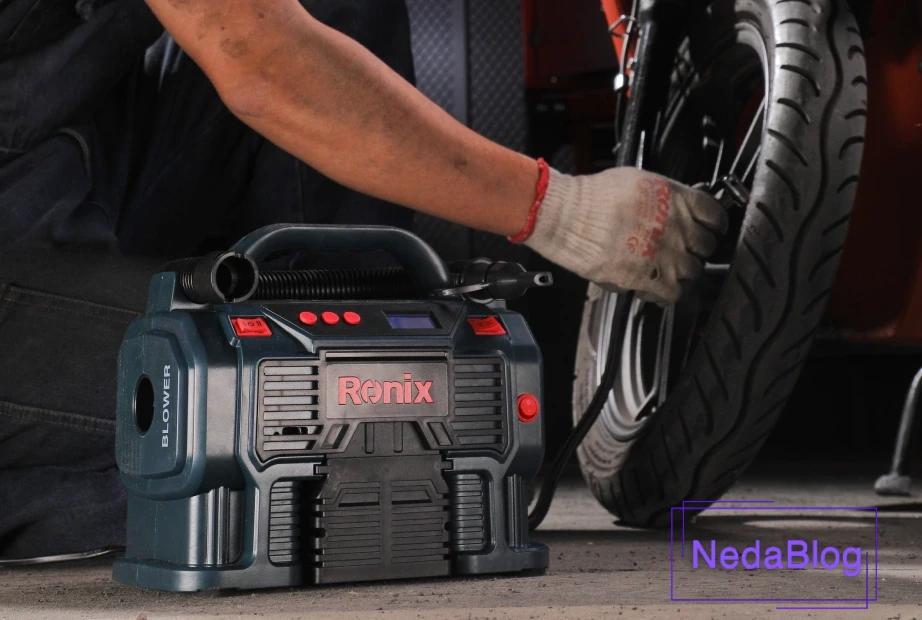 بادکردن تایر موتور با مینی کمپرسور