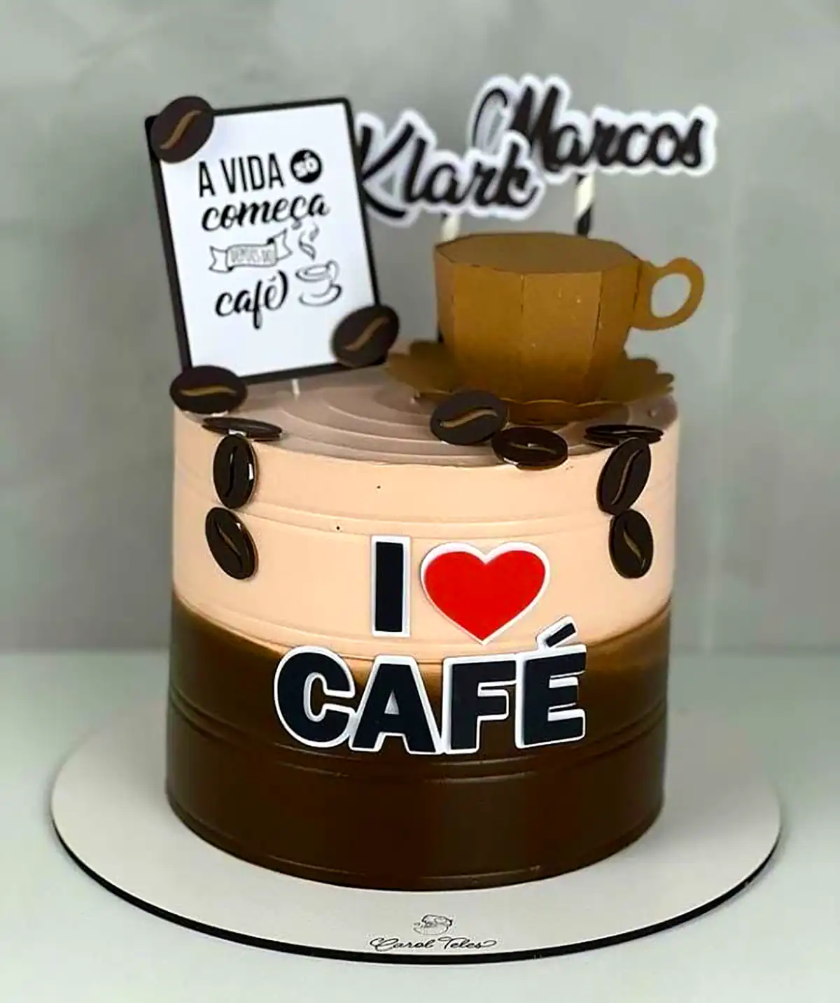 کیک تولد با طرح قهوه