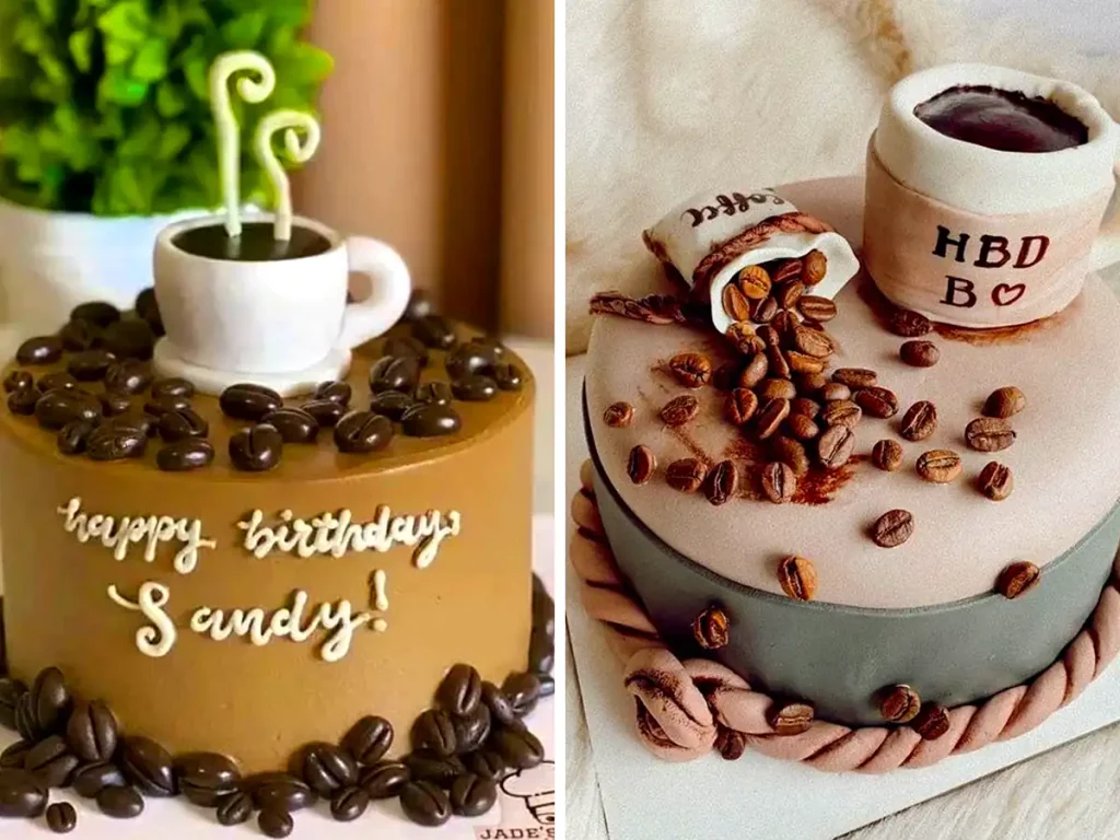 کیک تولد با طرح قهوه