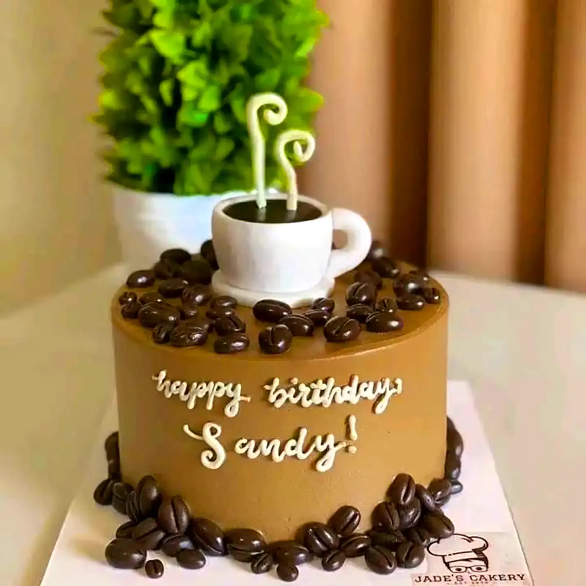 کیک تولد با طرح قهوه