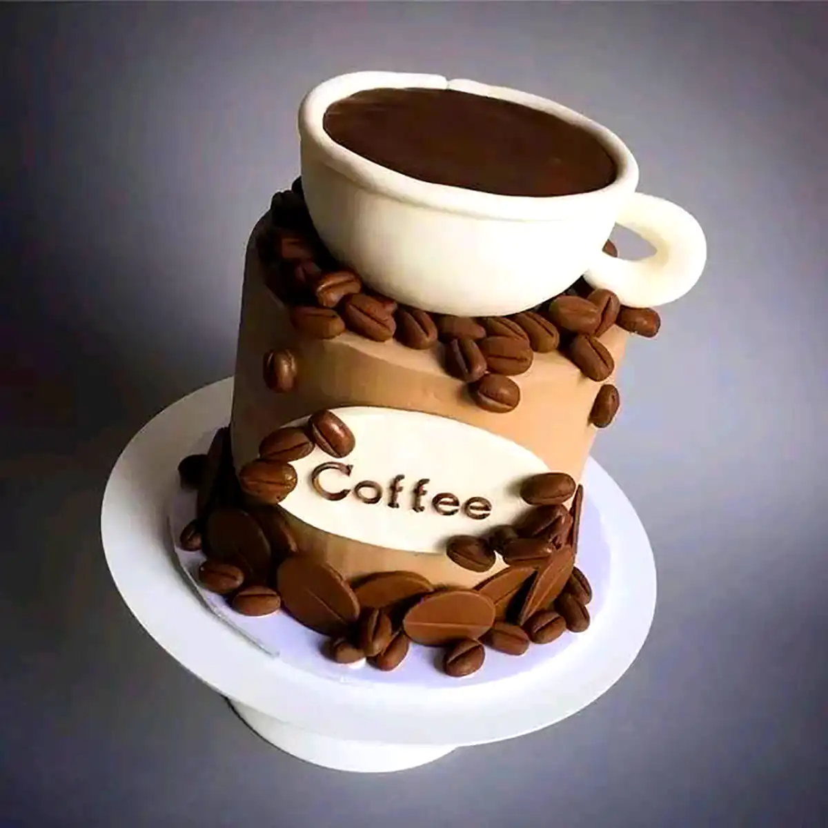 کیک تولد با طرح قهوه