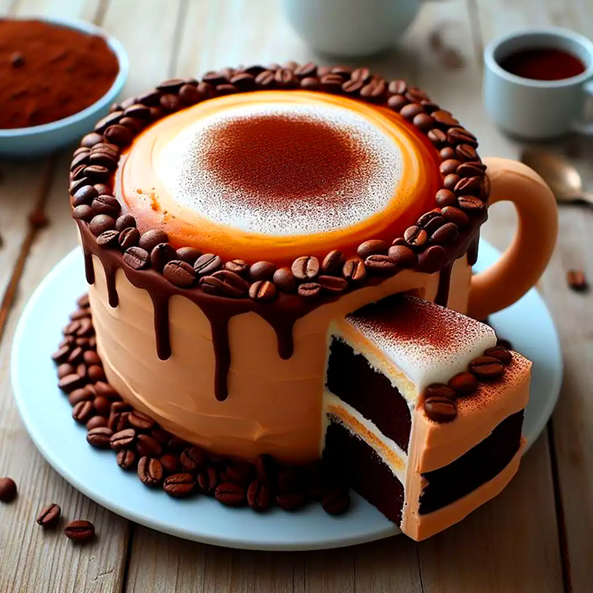 کیک تولد با طرح قهوه