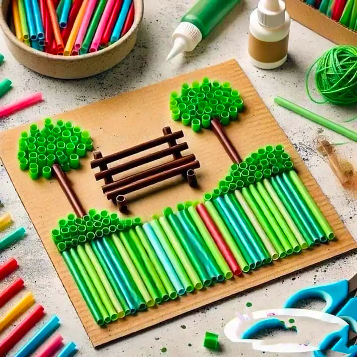 کاردستی کودکانه با نی