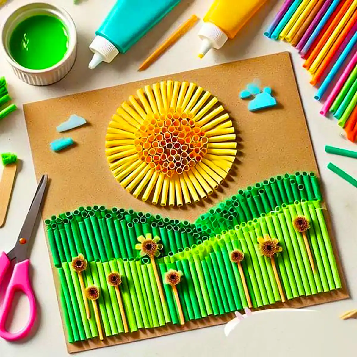 کاردستی کودکانه با نی