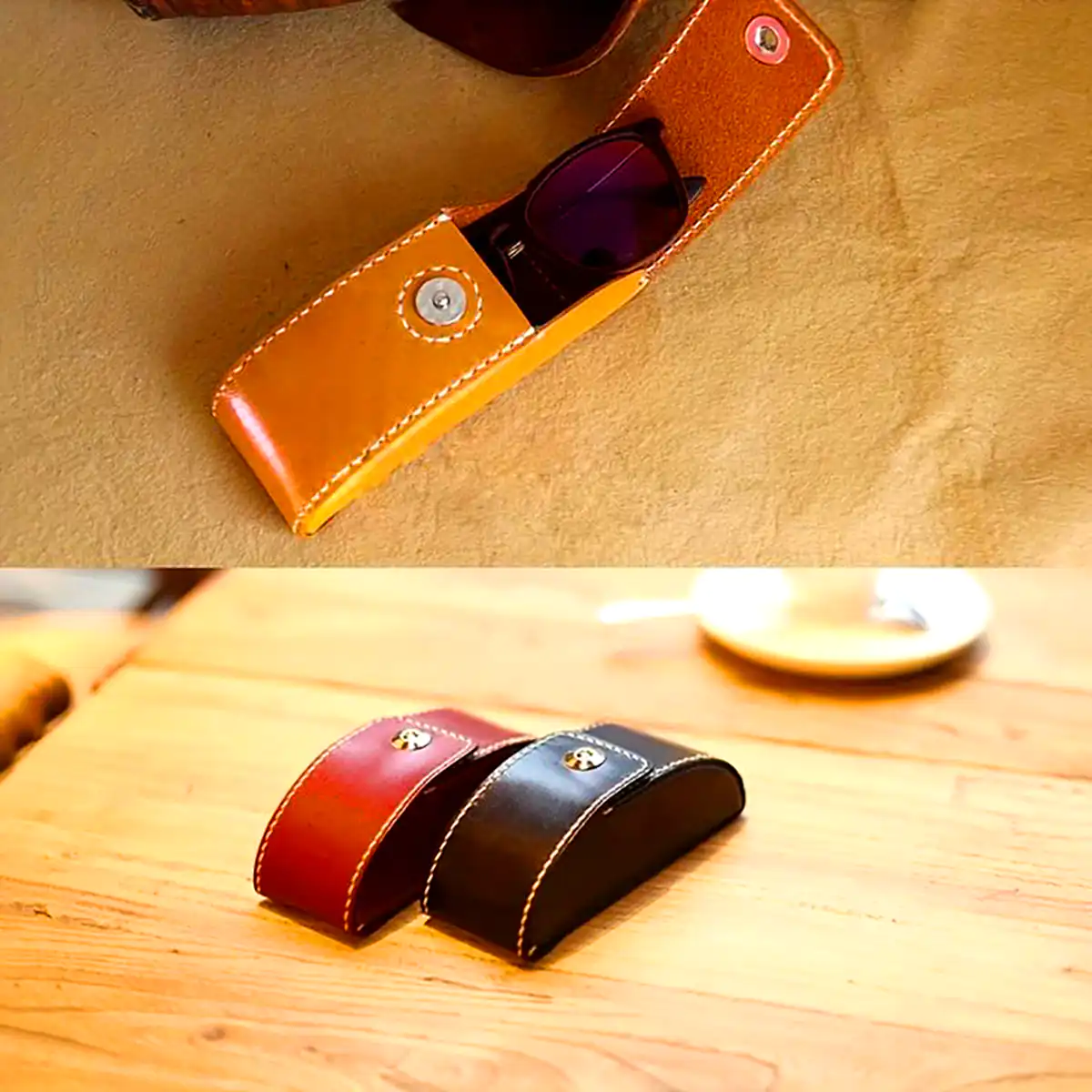 کیف عینک چرمی