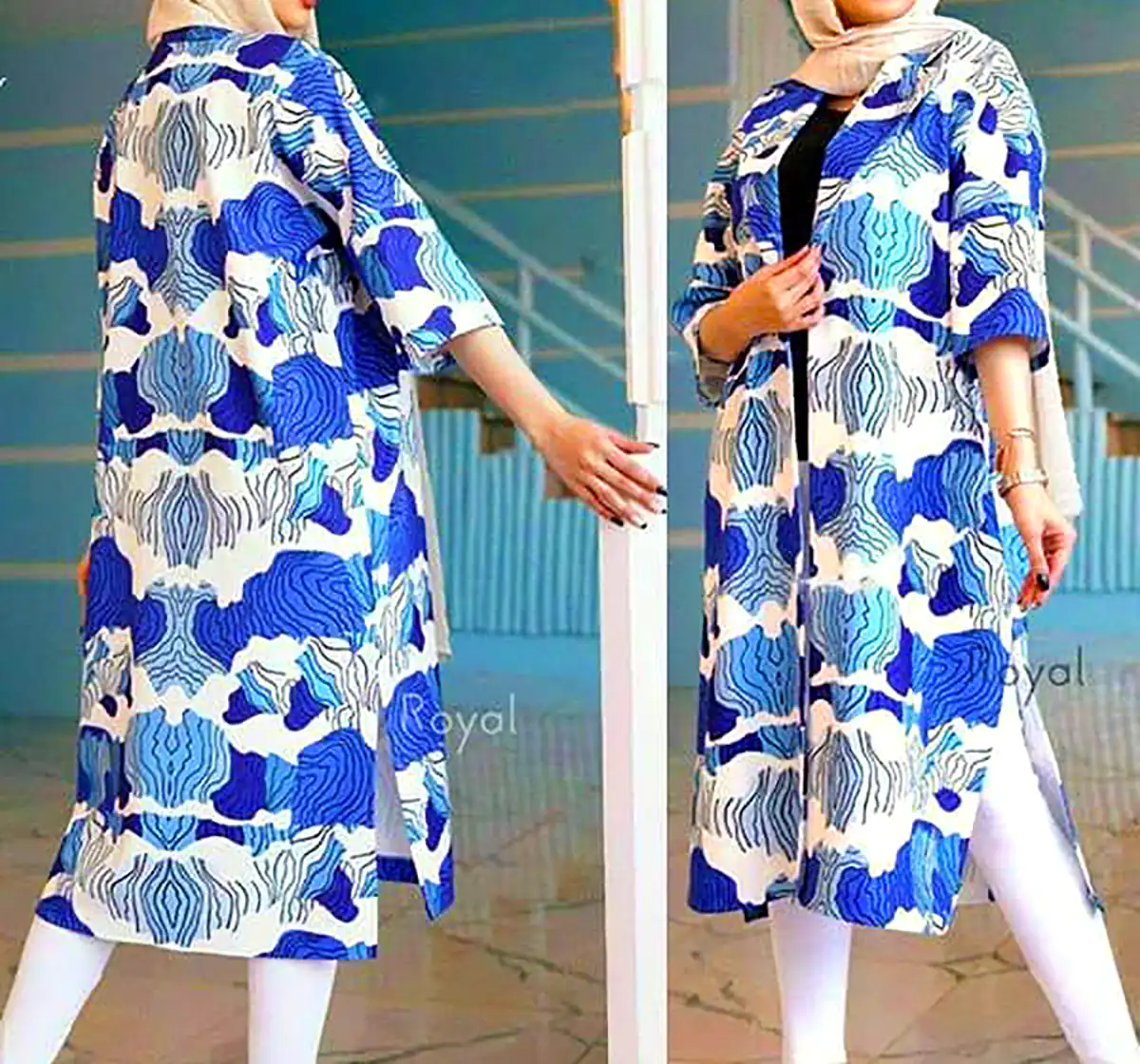 مانتو آبی طرح سنتی