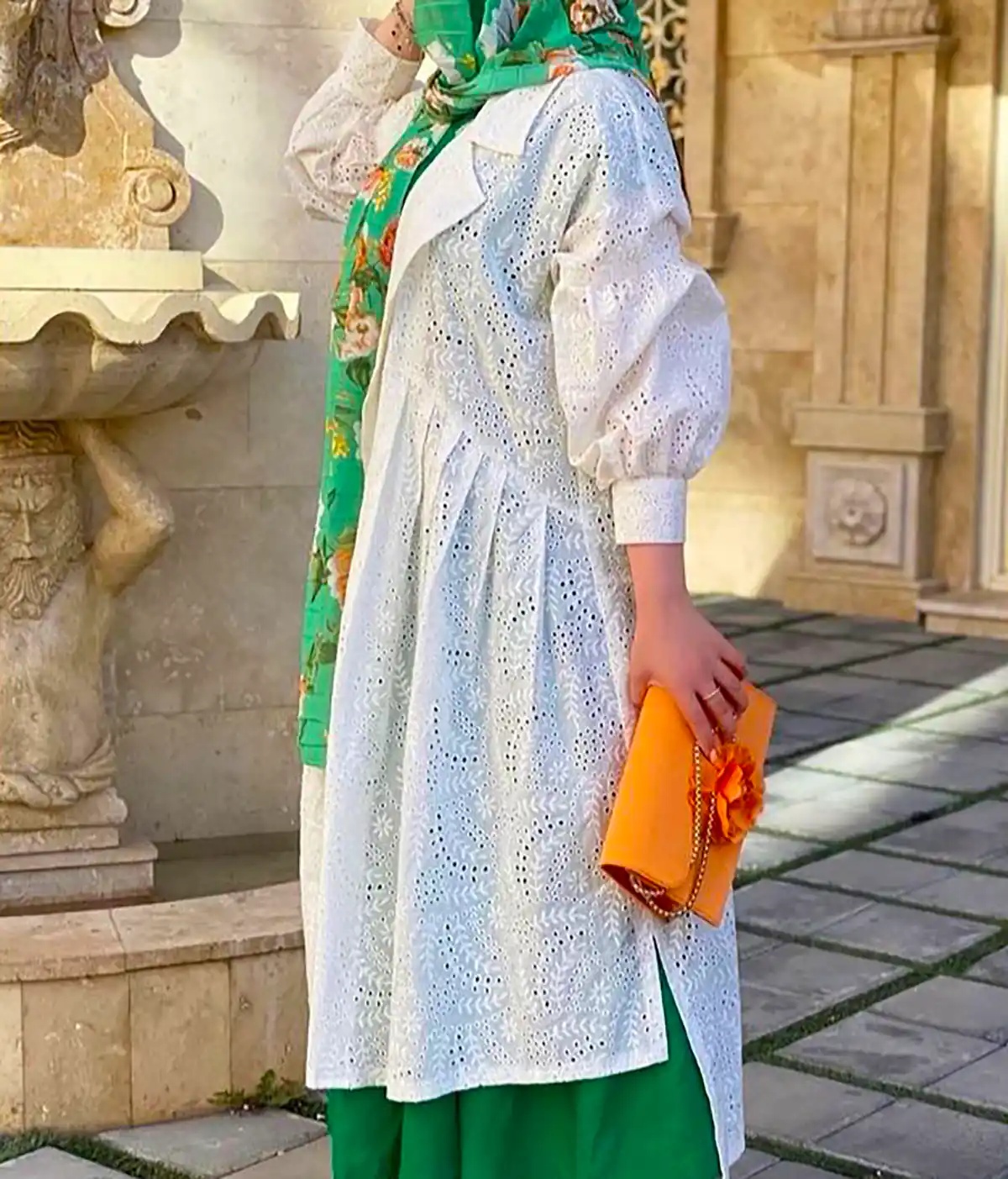 مانتو بلند پایین چین دار شیک