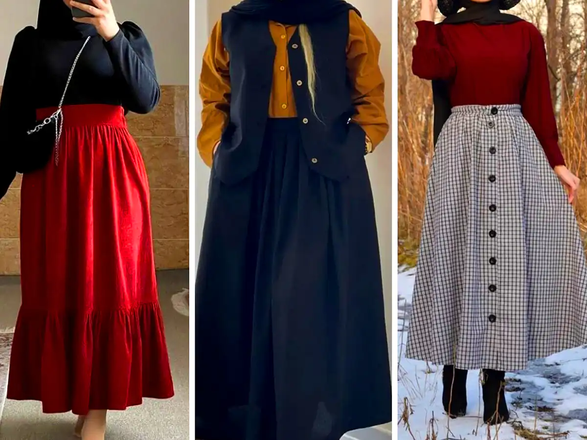 مانتو دامن شیک و رنگارنگ