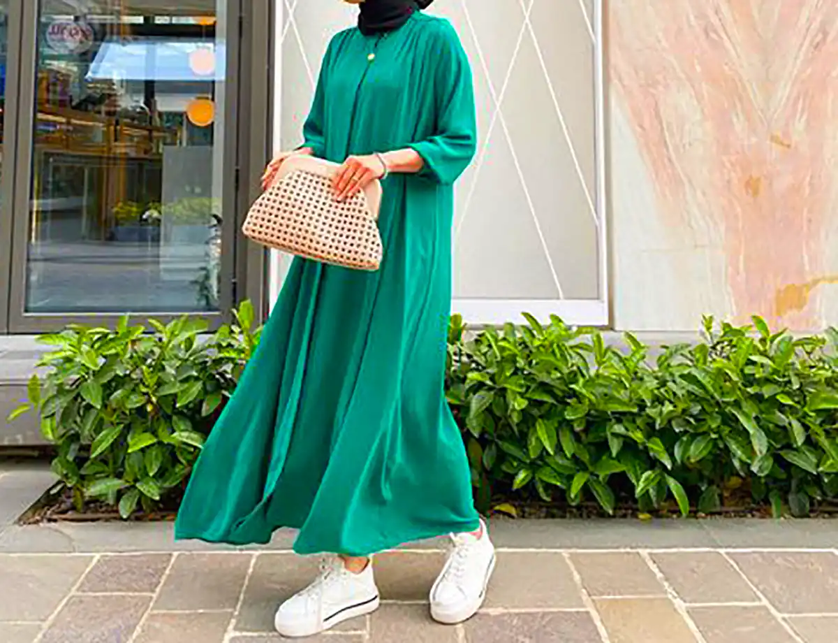 مانتو پیراهنی با تم سبز