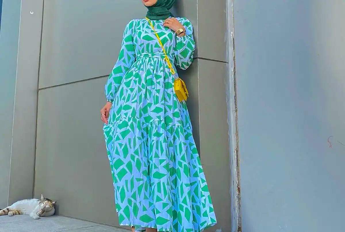 مانتو پیراهنی با تم سبز