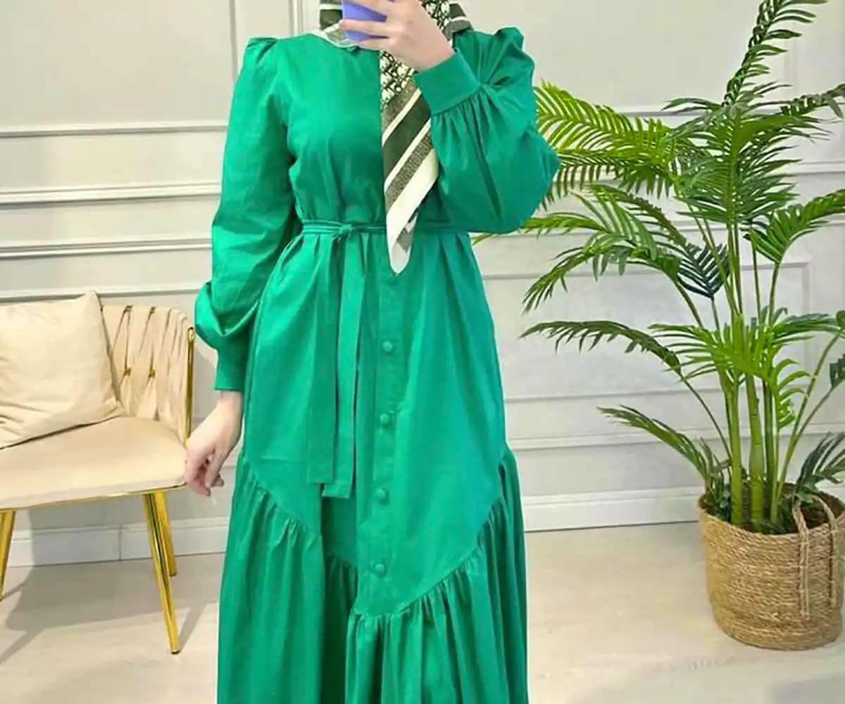 مانتو پیراهنی با تم سبز