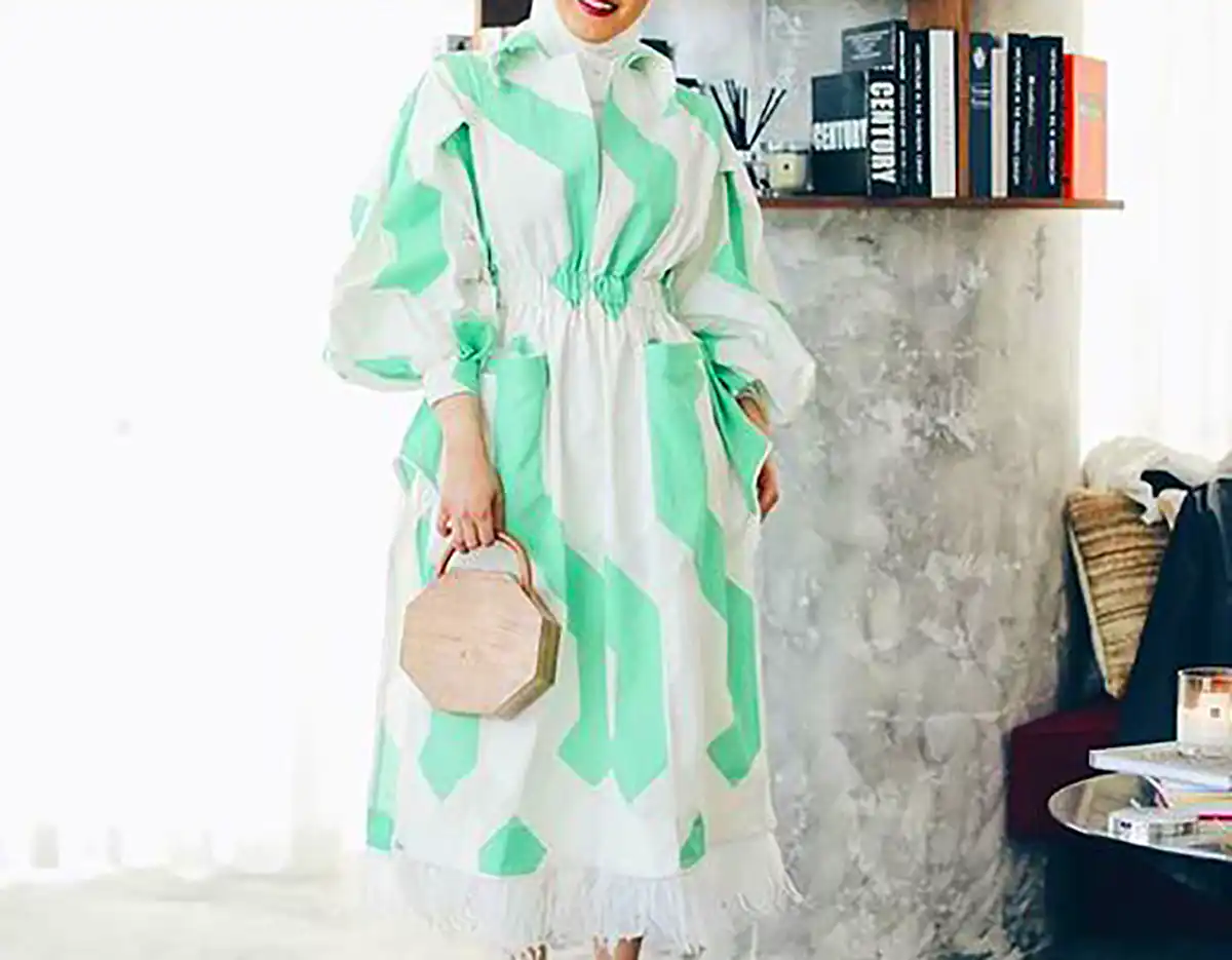 مانتو پیراهنی با تم سبز