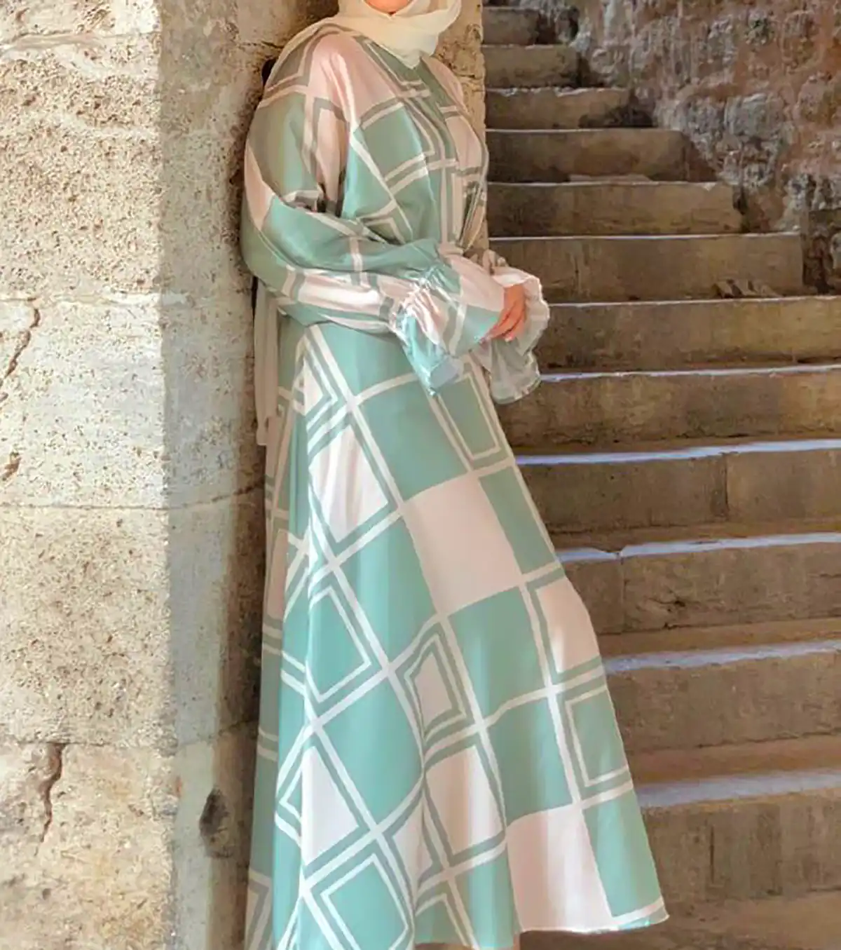 مانتو پیراهنی با تم سبز