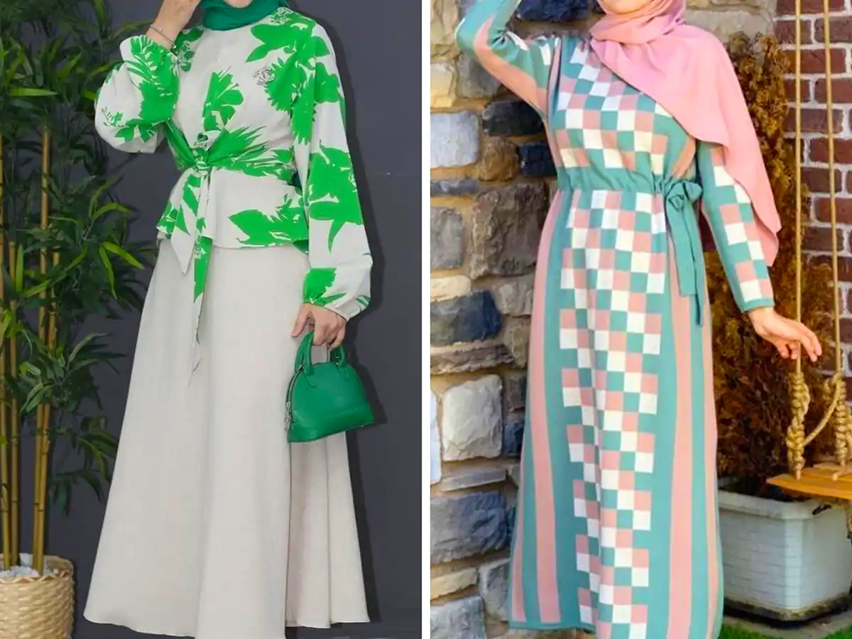 مانتو پیراهنی با تم سبز