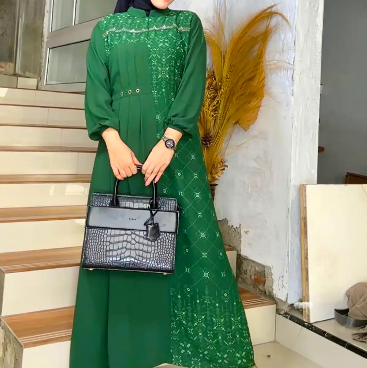 مانتو پیراهنی با تم سبز