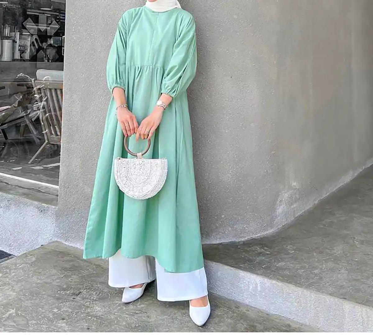 مانتو پیراهنی با تم سبز