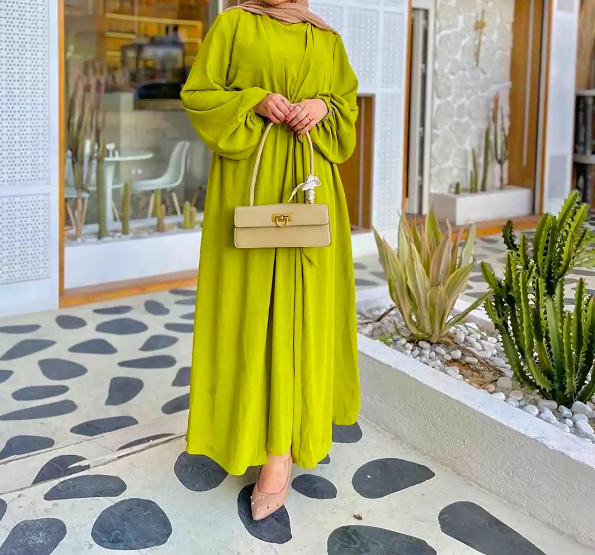 مانتو پیراهنی با تم سبز