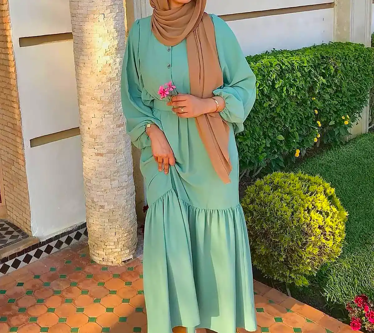 مانتو پیراهنی با تم سبز