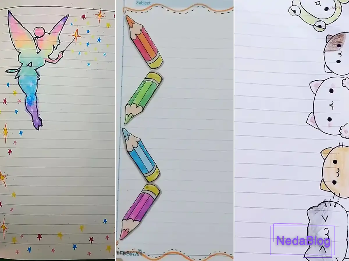 تزیین دفتر مشق دخترانه فانتزی شیک - عکس نودی