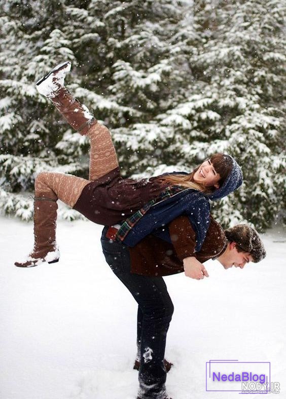 30 مدل ژست عکس دونفره در زمستان جدید و عاشقانه