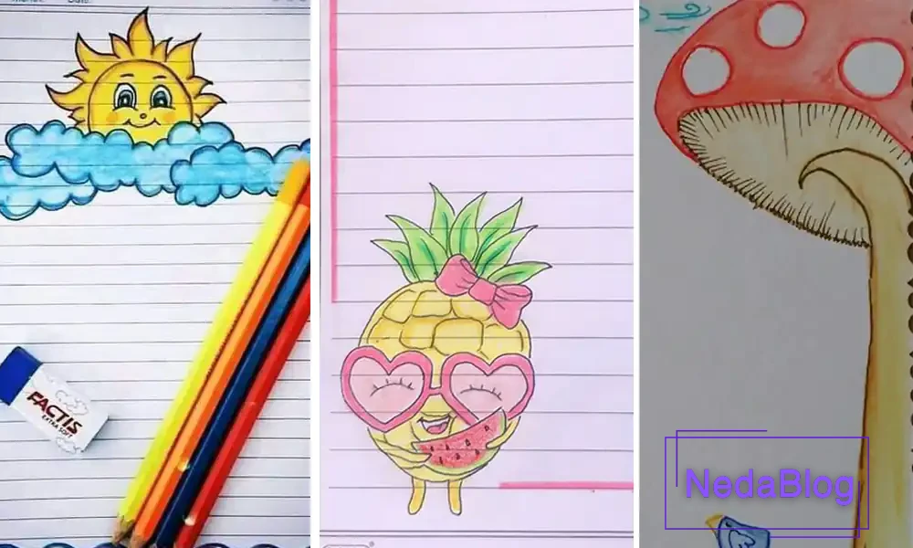 ۹۰ ایده تزیین دفتر مشق و املا با مداد رنگی در طرح‌ های جدید ۱۴۰۳ - سوییتی  بلاگ