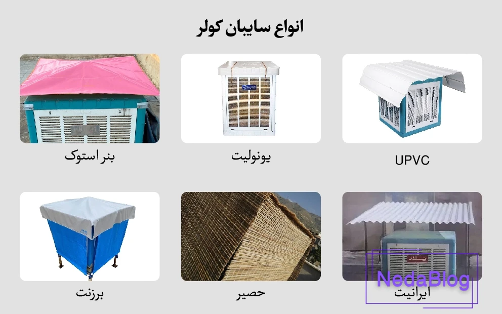 انواع متریال سایبان کولر آبی